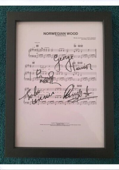 norweigan wood, the beatles signed A4 sheet music