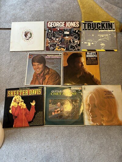 COUNTRY LOT 8xLPs,MARTY ROBBINS, SKEETER DAVIS,EMMYLOU HARRIS,GLEN CAMPBELL etc