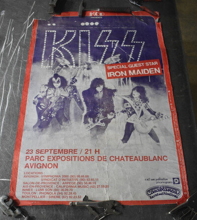 KISS/ IRON MAIDEN EVENT TOUR POSTER 1980 ORIGINAL 9/23/1980 PARIS FRANCE