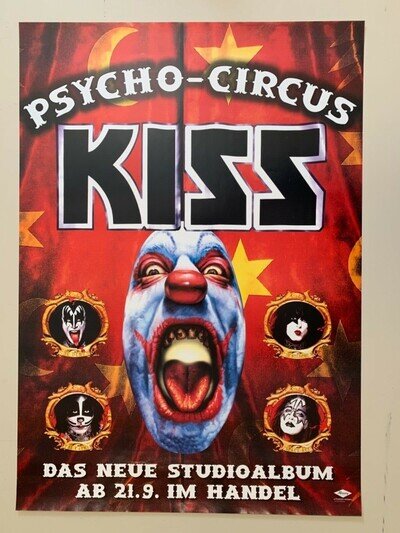 KISS,”PSYCHO CIRCUS “ RARE PROMO1998 POSTER