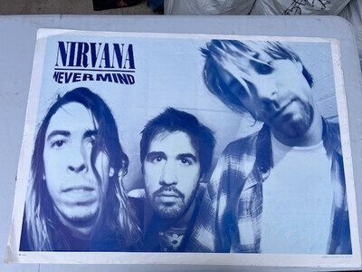 Vintage Original 90’s Nirvana Nevermind Rare Blue 25”x35” Poster Kurt Cobain