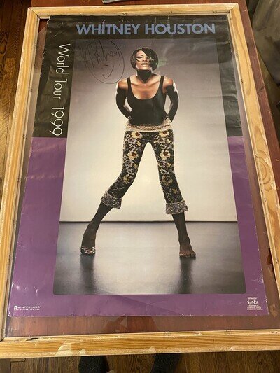 AUTOGRAPHED Whitney Houston World Tour 1999 Concert poster