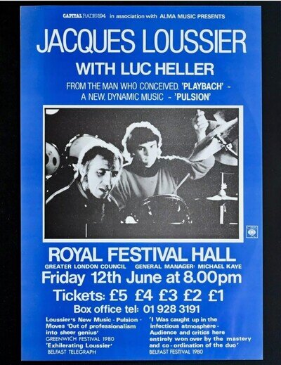 CAPITAL RADIO Gig Concert Poster Jacques Loussier Royal Festival Hall Music 1981