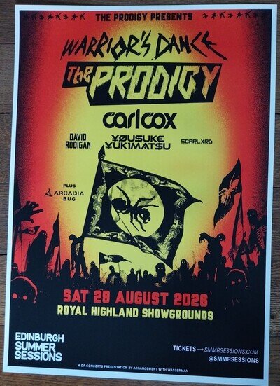 The Prodigy - live music show 2026 Edinburgh promotional tour concert gig poster