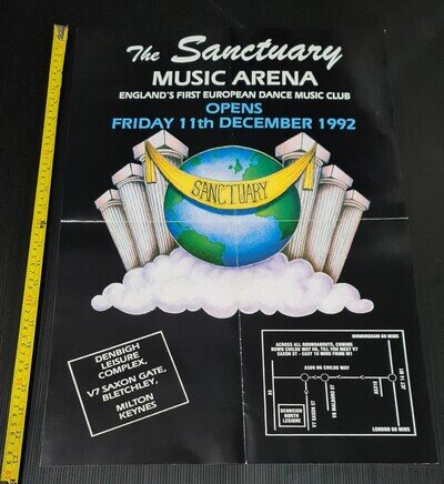 The Sanctuary Arena Rave Record Shop Poster LARGE RARE Original