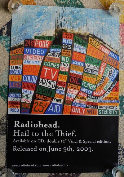 Radiohead-Hail To The Thief -Original 2003 Promo Poster 30 x 20" Ex