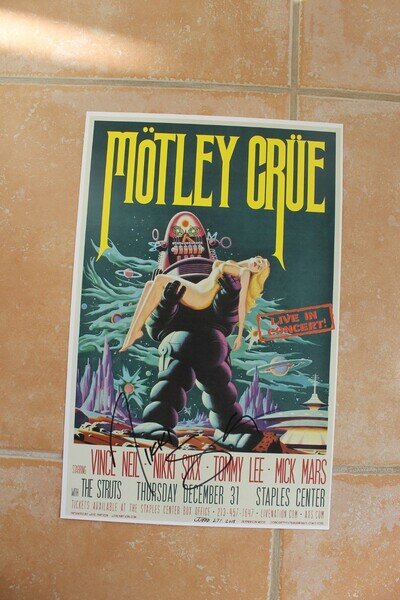 Nikki Sixx Signed Motley Crue Final Tour Show 12-31 Poster Autographed The Dirt