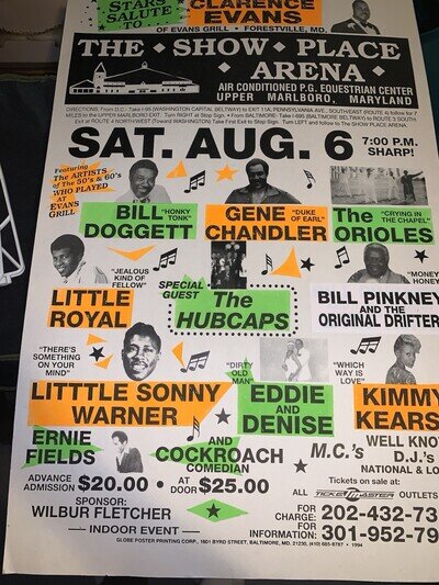 Jerry Butler The Impressions Show Place Arena Globe Poster Damaged Rare 33x22