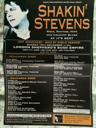 Signed Shakin Stevens 2005 Tour Poster (Dedicated)