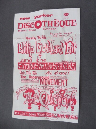 Philip Goodhand Tait + The Questions 1967 UK CONCERT POSTER SWINDON MOD PSYCH