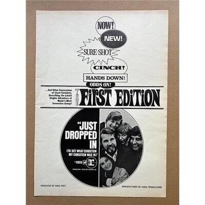 FIRST EDITION (KENNY ROGERS) JUST DROPPED IN POSTER SIZED original trade music p