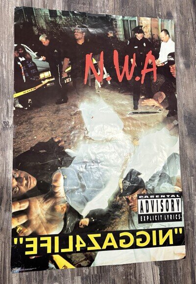 Vintage 1991 N.W.A. Niggaz4life 24 X 36 Promo Poster Hip Hop Rap Used