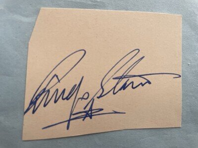 The Beatles Ringo Starr Beatles Autograph Un-Faded Clipped Card on Page Ex