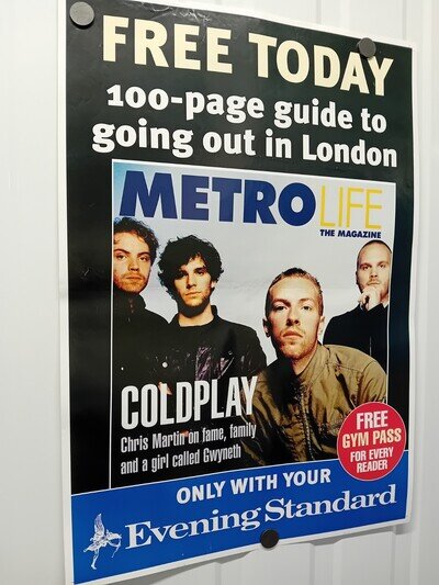 COLDPLAY POSTER. VINTAGE 2003. EVENING STANDARD POSTER.