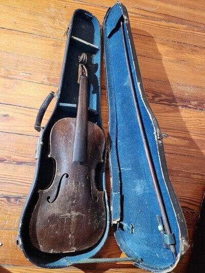 Antique 19th Century Hopf 4/4 Violin With Case For Restoration