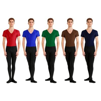 UK Men's Footed Ballet Dance Unitards Gymnastic Sport Bodysuit Athletic Jumpsuit
