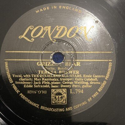 78rpm 50’s Pop Teresa Brewer-Molasses, Molasses/Grizzly Bear