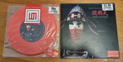 THIRTY SECONDS TO MARS FROM YESTERDAY 7" SINGLE ON RED AND CLEAR VINYL UNPLAYED