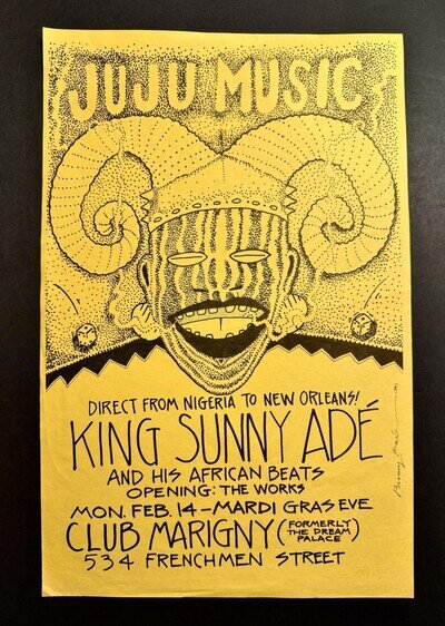 KING SUNNY ADE AND HIS AFRICAN BEATS Original 1983 Concert Poster New Orleans