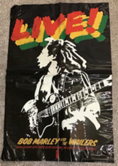 RARE VINTAGE BOB MARLEY AND THE WAILERS Plastic promo poster LARGE 75cm x 47cm