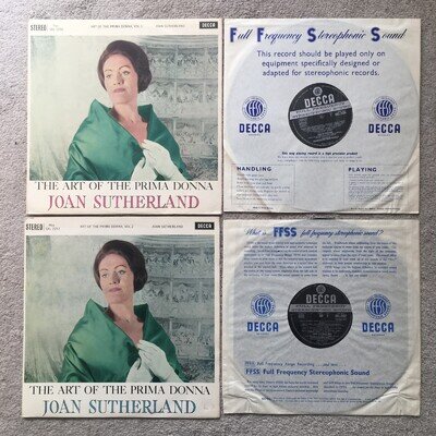 SXL 2256 / 7 JOAN SUTHERLAND art of the prima donna 1 & 2 UK 1960 DECCA w/b ED1