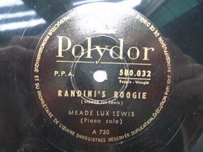 Meade Lux Lewis Randini's Boogie 78 Polydor 580032 EX 1950s 10 inch 78rpm she...