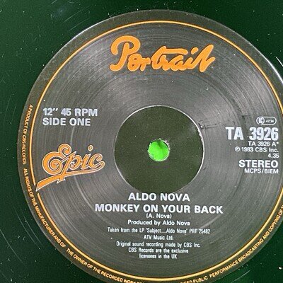 Aldo Nova UK 12" Maxi Single Monkey On Your Back Armageddon 1983 ROCK