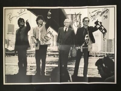 THE ROLLING STONES SIGNED POSTER FROM 1997 “BRIDGES TO BABYLON” TOUR NYC *Repro*