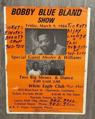 BOBBY BLUE BLAND Original 1984 Boxing Style Concert Poster RARE White Eagle Club