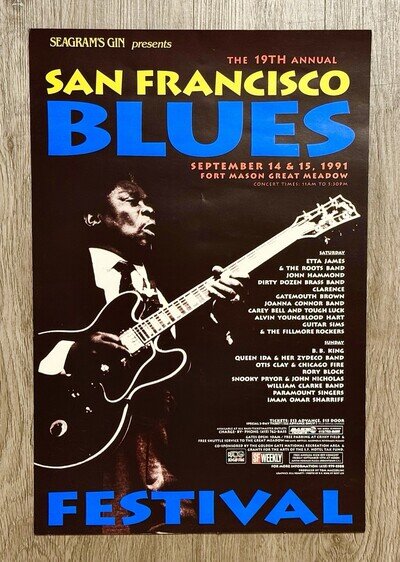B.B KING ETTA JAMES OTIS CLAY Original 1991 San Francisco Blues Festival Poster