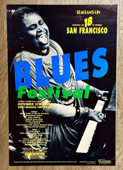 KATIE WEBSTER ALBERT COLLINS Original 1990 San Francisco Blues Festival Poster