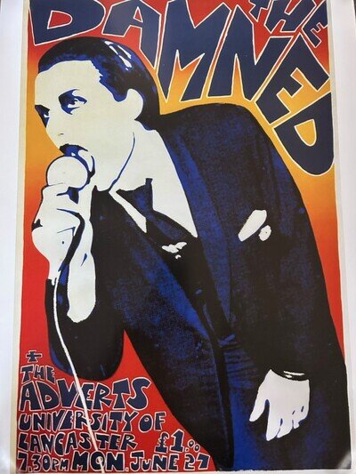 The Adverts & The Damned Punk Tour Poster in Excellent Condition