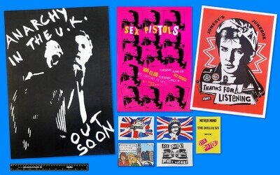 SEX PISTOLS memorabilia pack! - 5 x postcards and 3 x posters - reproductions