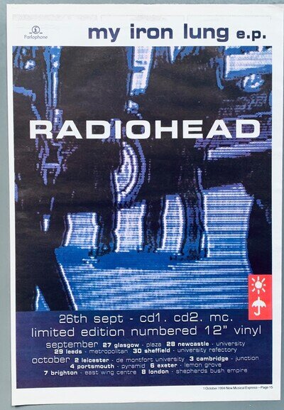 RADIOHEAD original 1994 UK POSTER ADVERT MY IRON LUNG EP Thom Yorke