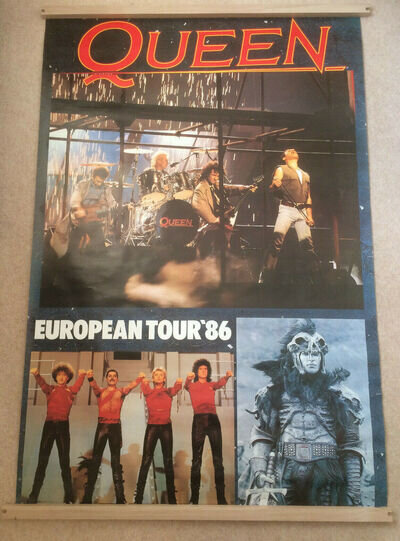 Rare Vintage Very Large Queen Poster - European Tour 86 - Freddie Mercury, Queen