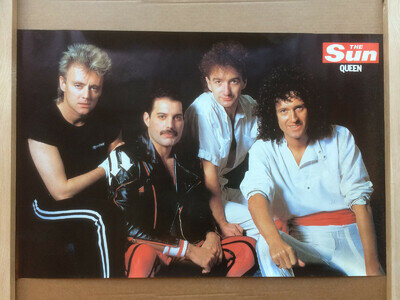 Vintage 1980s Queen Poster. Freddie Mercury,Brian May, Roger Taylor, John Deacon