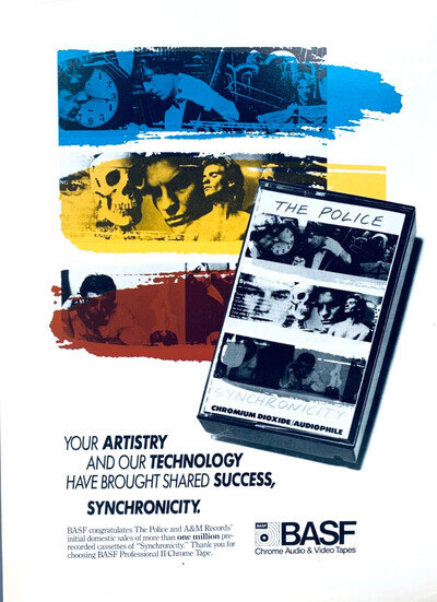 THE POLICE 1983 vintage POSTER ADVERT SYNCHRONITY BASF CASSETTES TAPE Sting