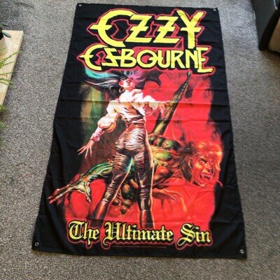 🦇 OZZY OSBOURNE- HUGE 3ft x 5ft ORIGINAL SIN Album Cover Tapestry Poster NEW