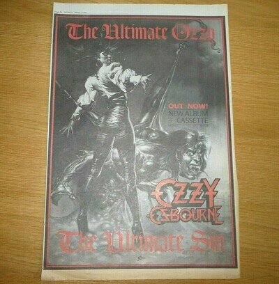 OZZY OSBOURNE ULTIMATE SIN 1986 FULL PAGE PRESS ADVERT POSTER SIZE 37/26CM
