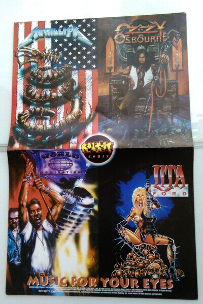 FOLDED 1995 ROCK IT COMIX METALLICA OZZY OSBOURNE LITA FORD COMIC 11X17 POSTER