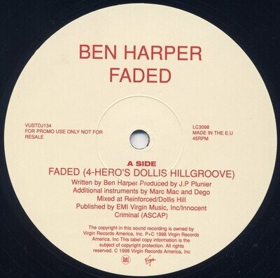 Ben Harper - Faded (12", Promo)
