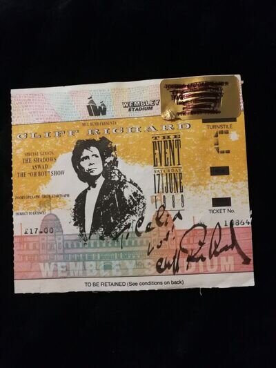 CLIFF RICHARD Signed THE EVENT Concert Ticket 17/6/89 Wembley AUTOGRAPH