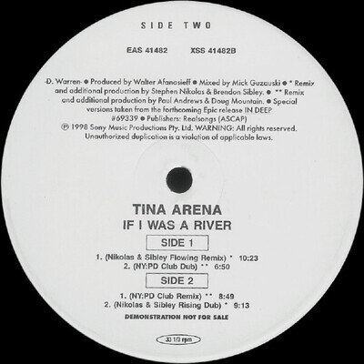 Tina Arena - If I Was A River - USA Promo 12" Vinyl - 1998 - Epic Dance