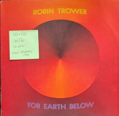 Robin Trower For Earth Below Vinyl Record VG+/VG CHR 1073 1975