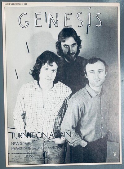 GENESIS 1980 vintage POSTER ADVERT TURN IT ON AGAIN Duke