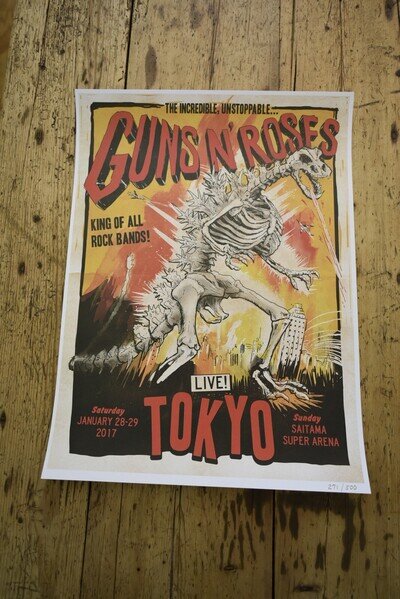 Guns N Roses - Rare Tour Lithograph / Poster - Tokyo Japan - January 28Th 2017