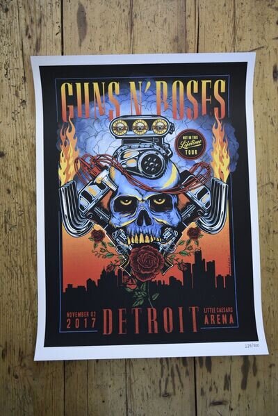 Guns N Roses - Rare Tour Lithograph / Poster -Detroit November 2nd 2017