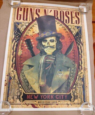 Guns N Roses - Rare Tour Lithograph / Poster - MSG NYC -Oct. 16th 2017 -Slash