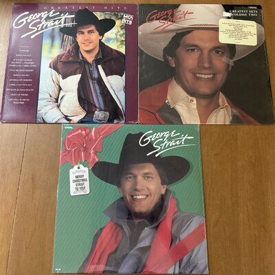 x3 NEW/USED George Strait Vinyl Lot Greatest Hits Volume 1 & 2, Christmas LP Set