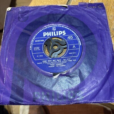 Vicky Leandros Come What May 1972 Eurovision Winner 7" Vinyl Single Philips. NM